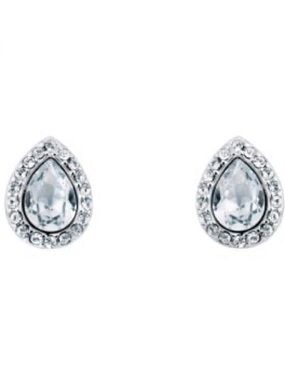 Crystal Teardrop Halo Stud Earrings - Clear